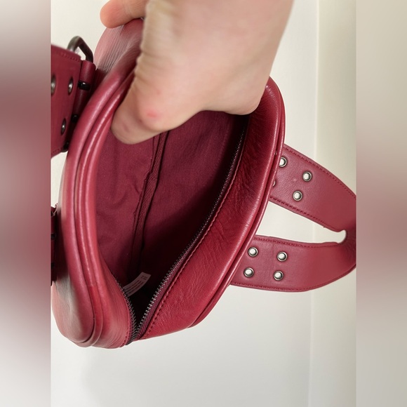 The Free People Elegant Red Leather Handbag Say Yes Bag NWOT - Picture 13 of 14